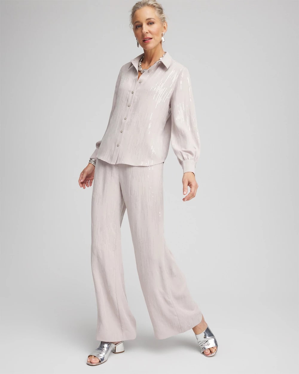 Petite Sequin Wide Leg Pant