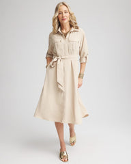Twill Belted Midi Shirtdress