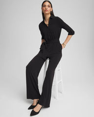 Petite Belted Jersey Maxi Jumpsuit