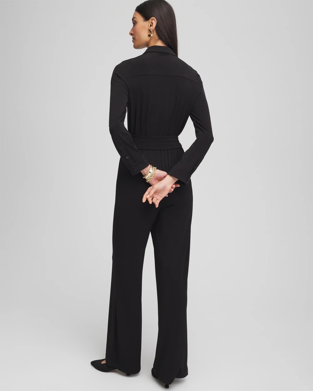 Petite Belted Jersey Maxi Jumpsuit