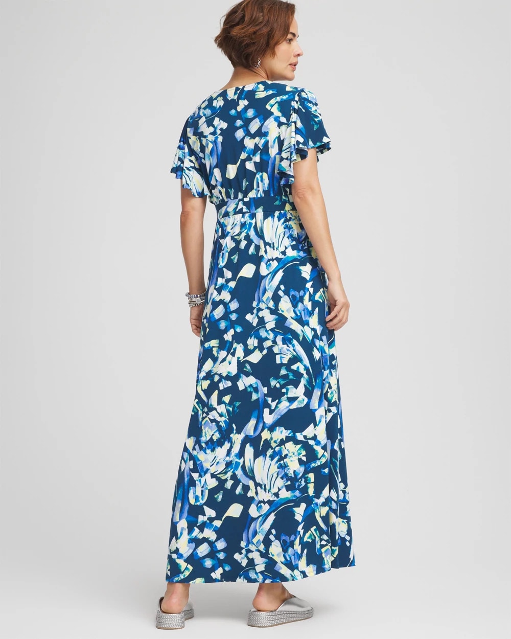 Petite Flutter Sleeved Jersey Maxi Dress