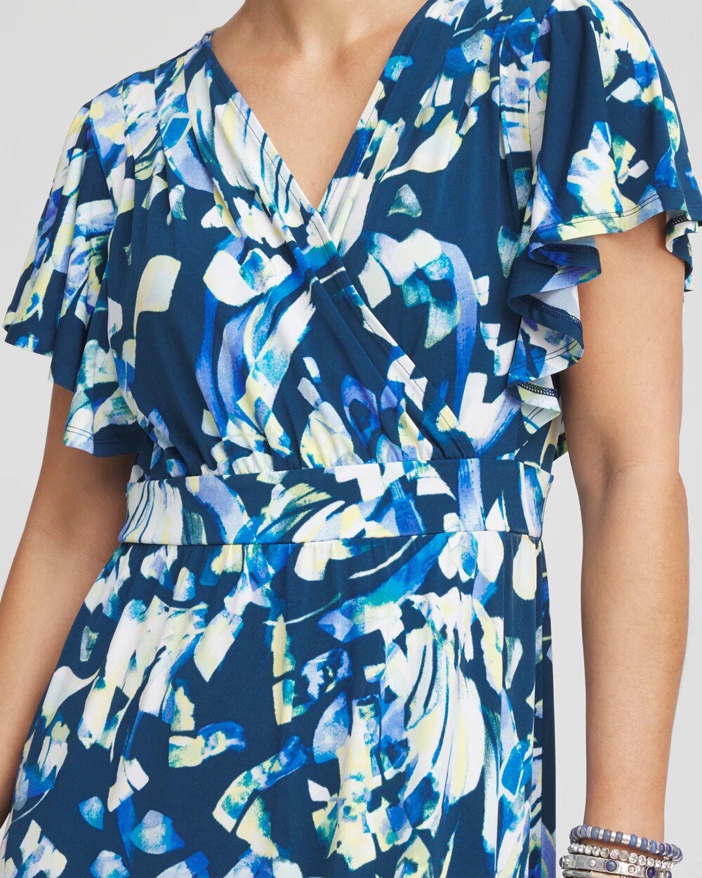 Petite Flutter Sleeved Jersey Maxi Dress