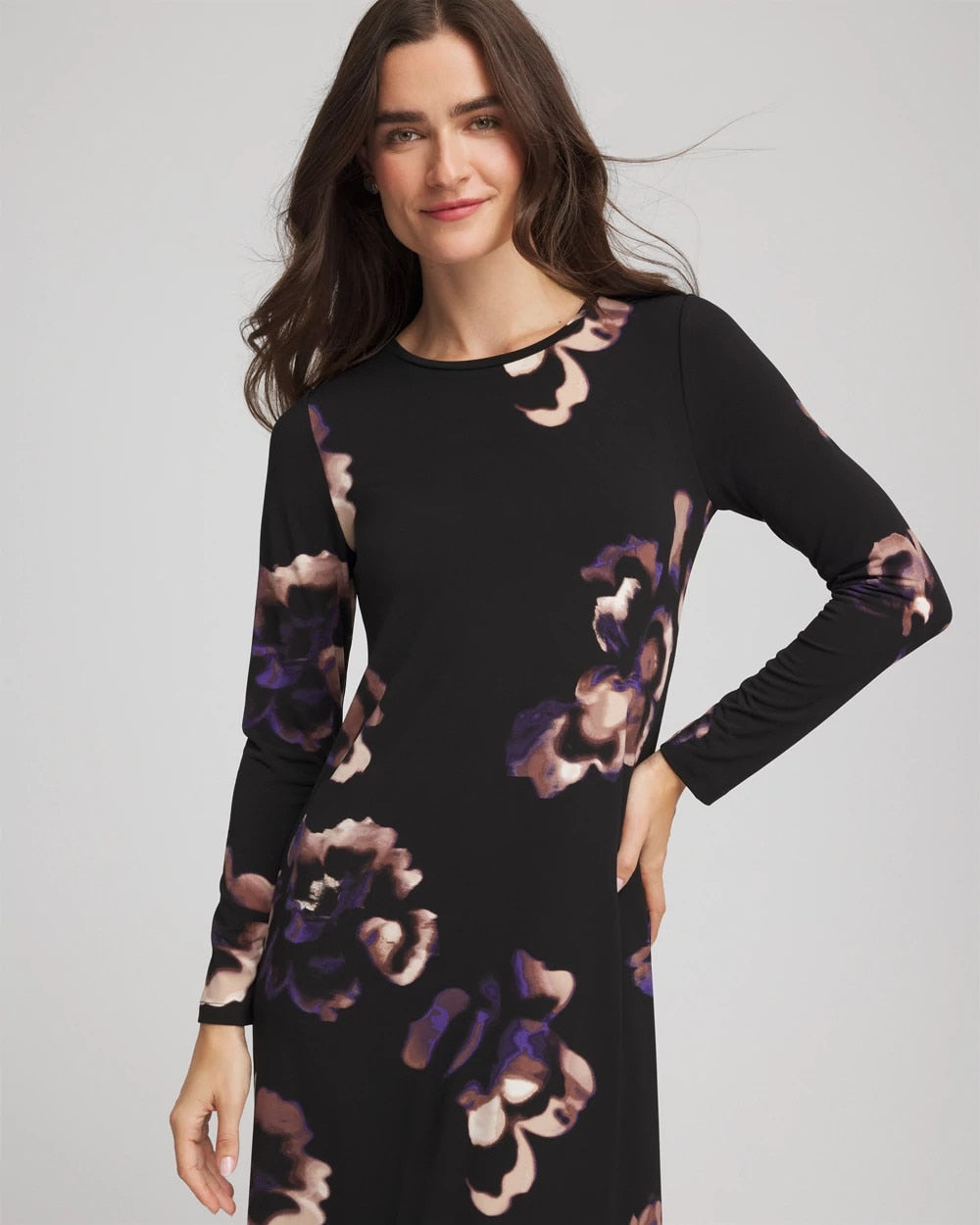 Petite Floral Boatneck Column Maxi Dress