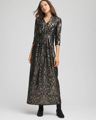 Petite Foiled Knit Pleated Maxi Dress