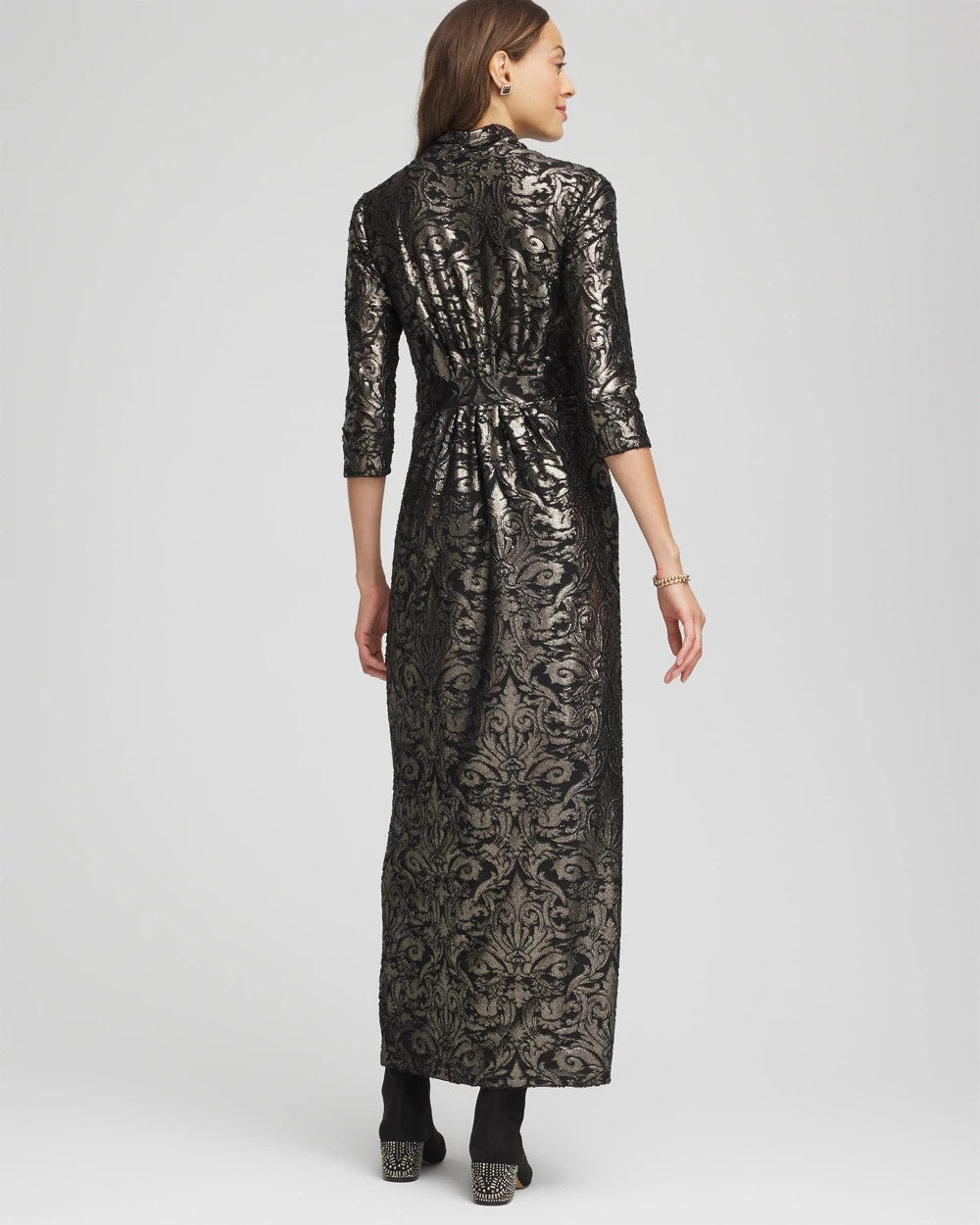 Petite Foiled Knit Pleated Maxi Dress