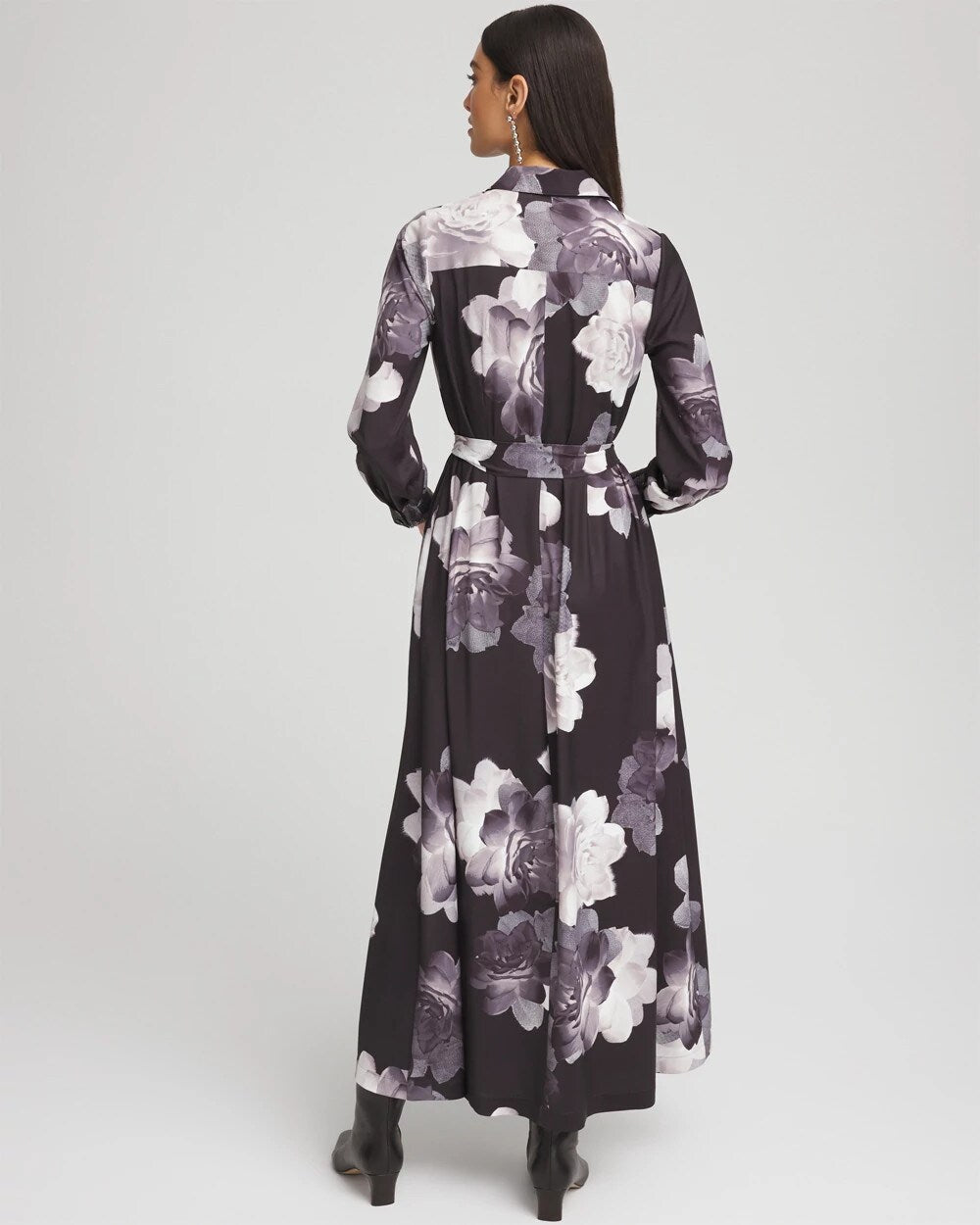 Petite Floral Print Maxi Shirt Dress