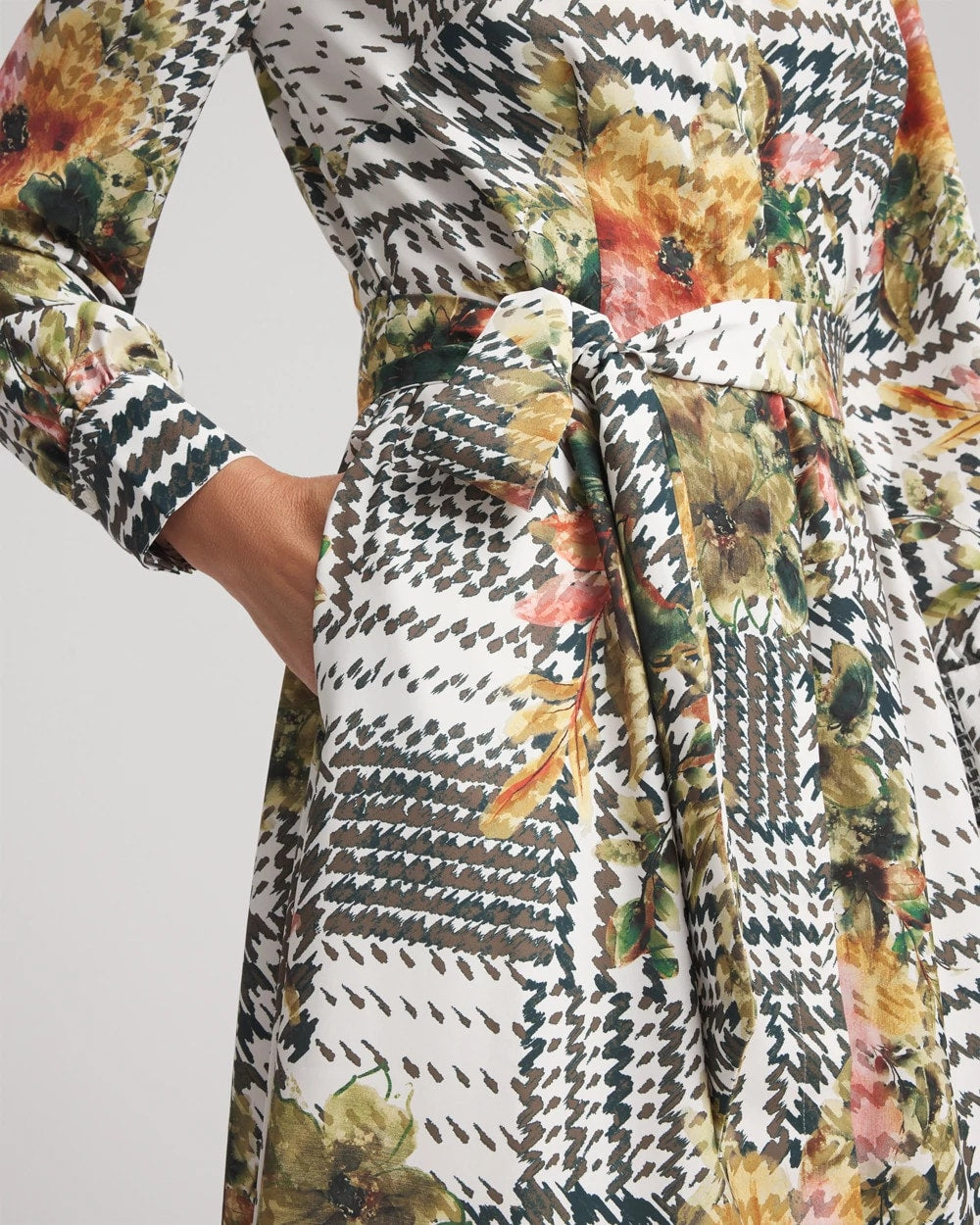 Petite Artisanal Floral Print Maxi Shirtdress
