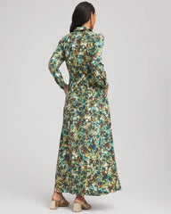 Petite Printed Long-Sleeved Shirtdress