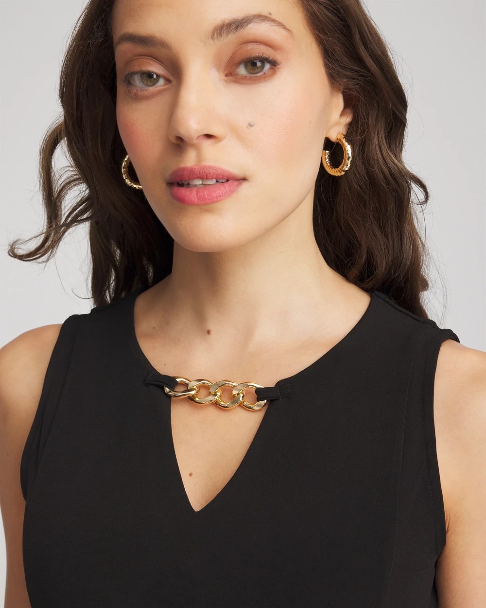 Petite Travelers™ Jersey Knit Chain-Trim Jumpsuit