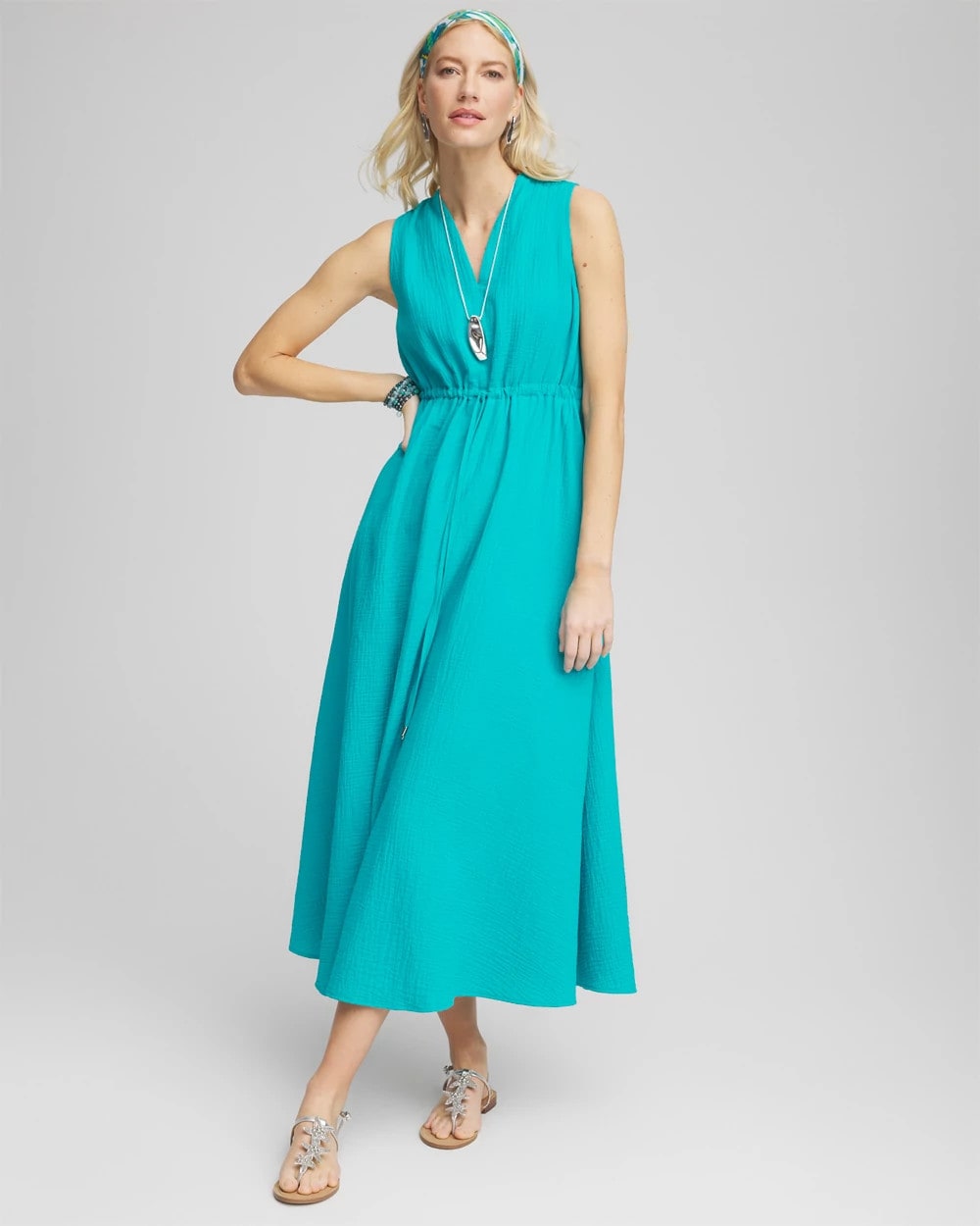 Petite Sleeveless Gauze Maxi Dress
