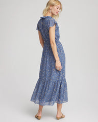 Petite Textured Ruffled-Placket Maxi Dress