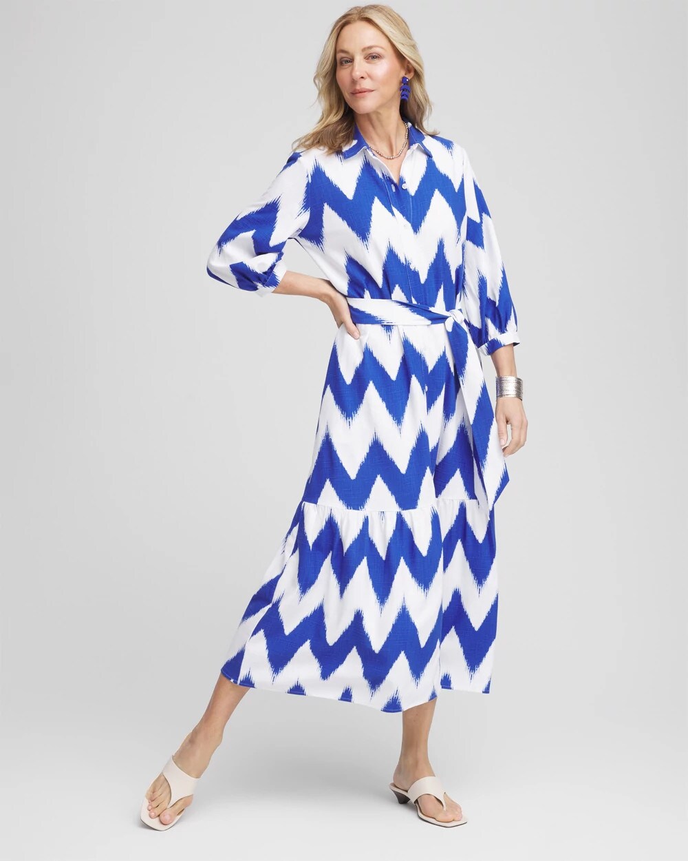 Petite Chevron Striped Shirtdress