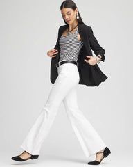 Petite Girlfriend No Stain Frayed Flared Jeans