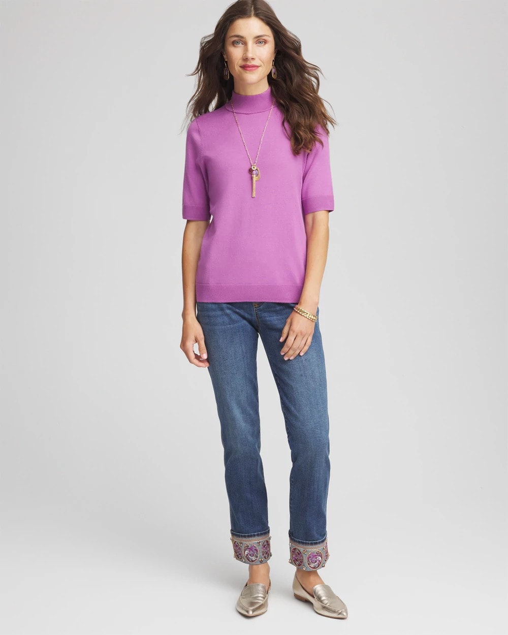 Petite Embellished Pull-On Slim Ankle Jeggings