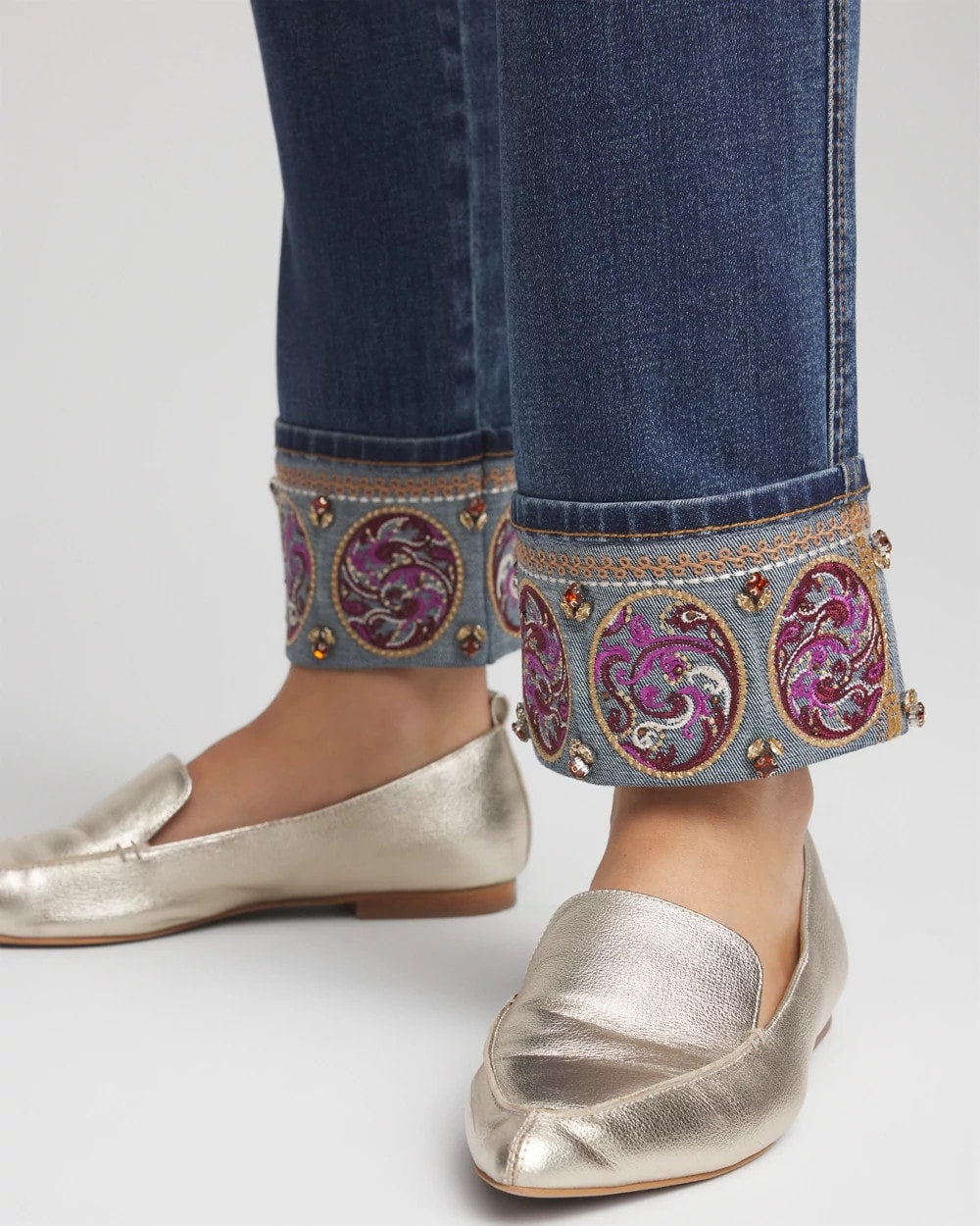 Petite Embellished Pull-On Slim Ankle Jeggings