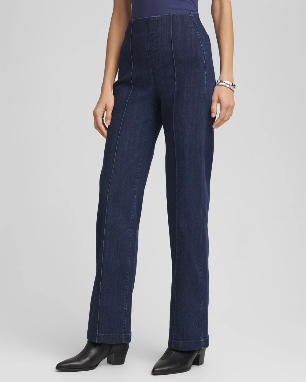 Petite Pull-On Wide-Leg Trouser Jeans