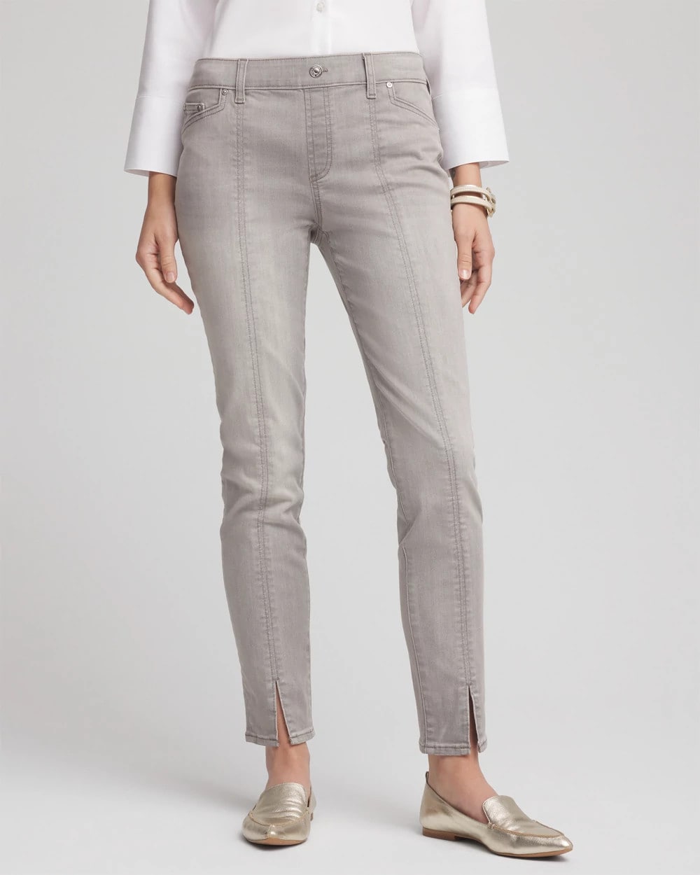 Petite Silver Pull-On Slim Ankle Jeggings