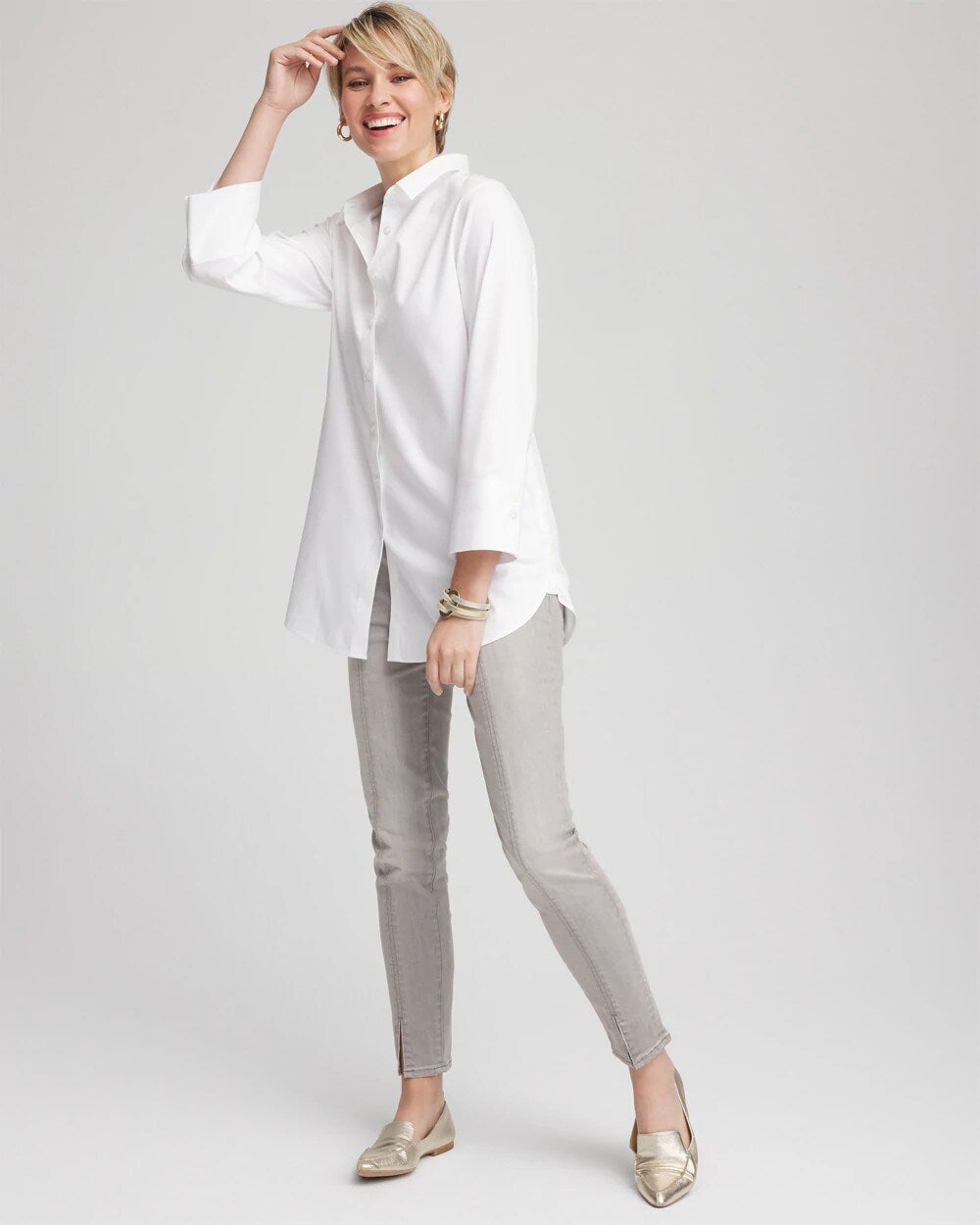Petite Silver Pull-On Slim Ankle Jeggings