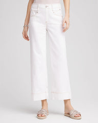 Petite No Stain Pull-On Wide Leg Cropped Jeans