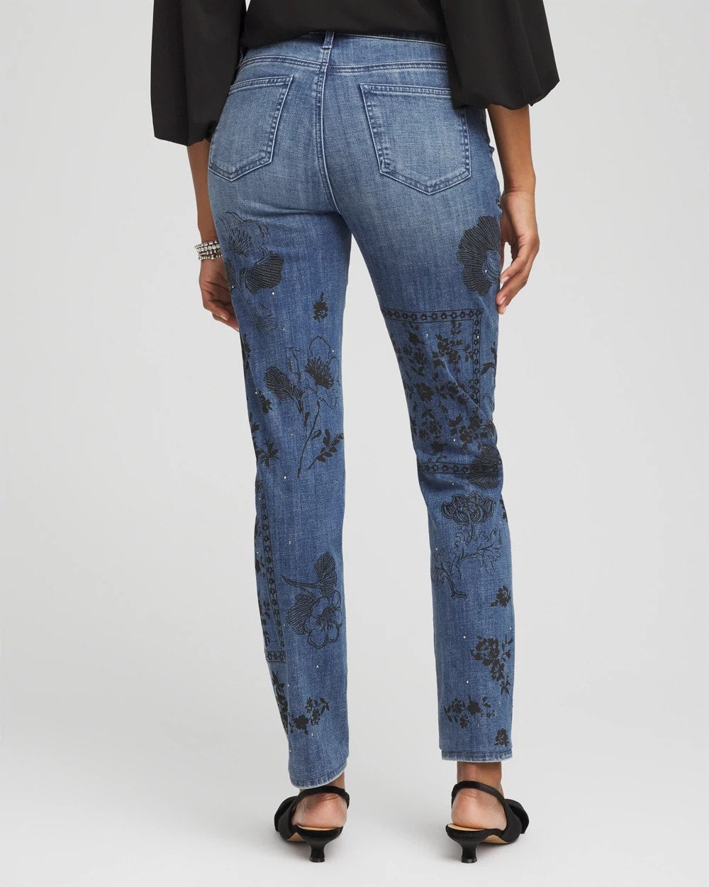 Petite Mixed-Media Girlfriend Slim Ankle Jeans