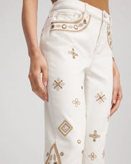 Petite Embellished Girlfriend Slim Ankle Jeans