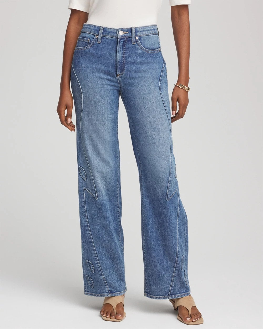 Petite Appliqué High-Rise Wide-Leg Jeans