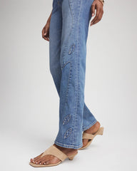 Petite Appliqué High-Rise Wide-Leg Jeans