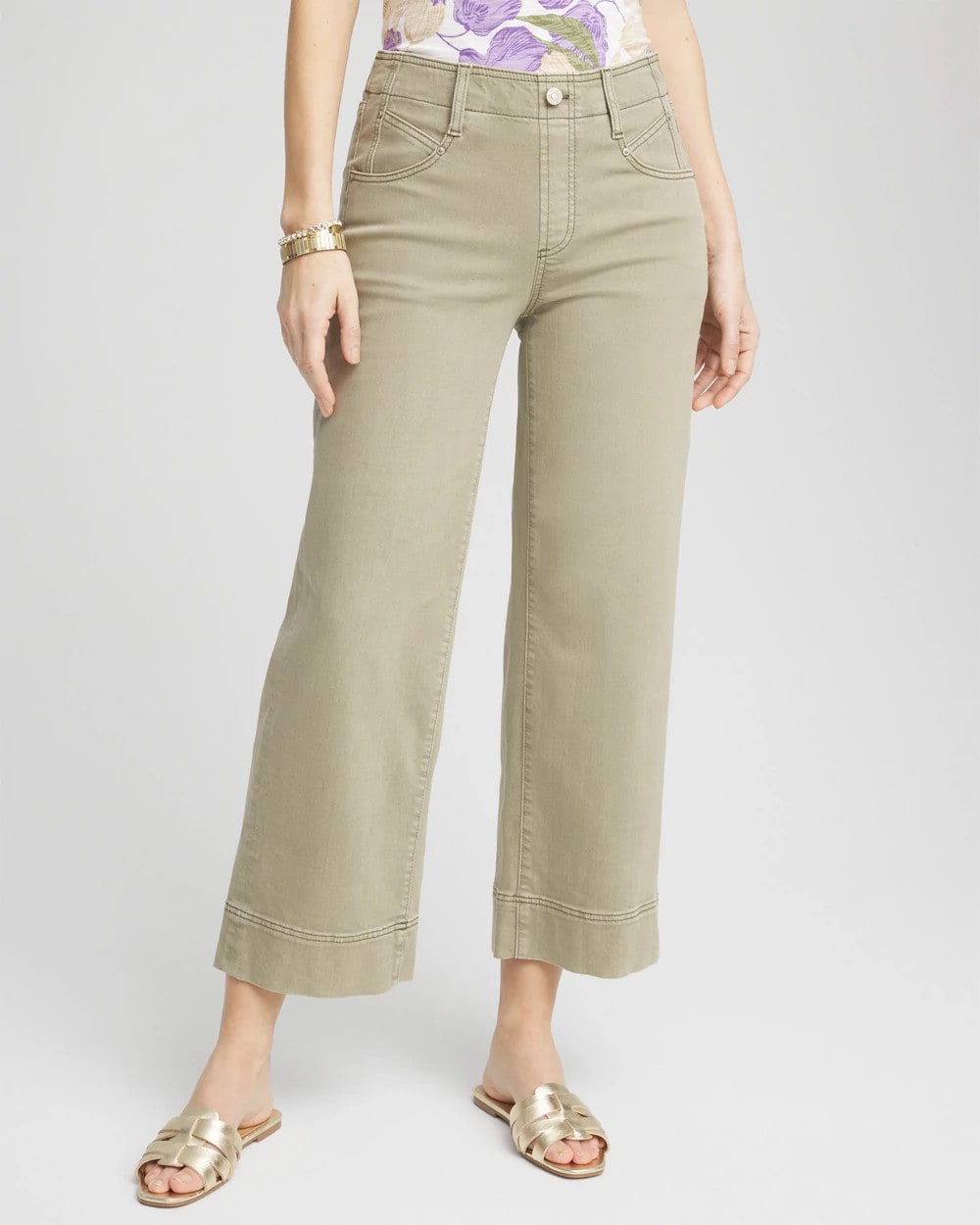 Petite Pull-On Wide-Leg Cropped Jeans