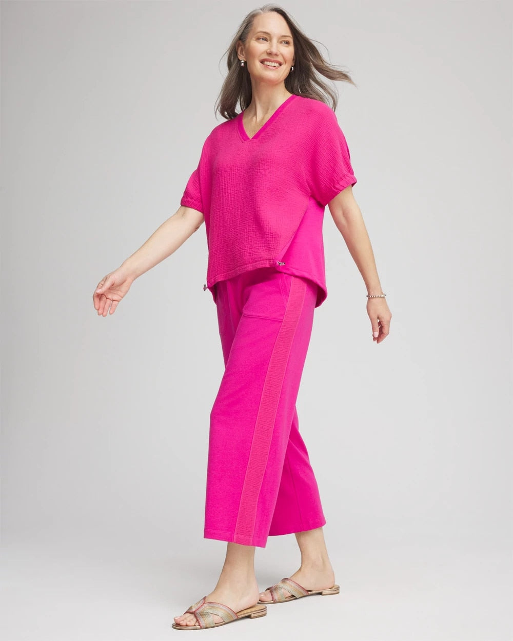 Zenergy® French Terry Gauze-Inset Cropped Pants