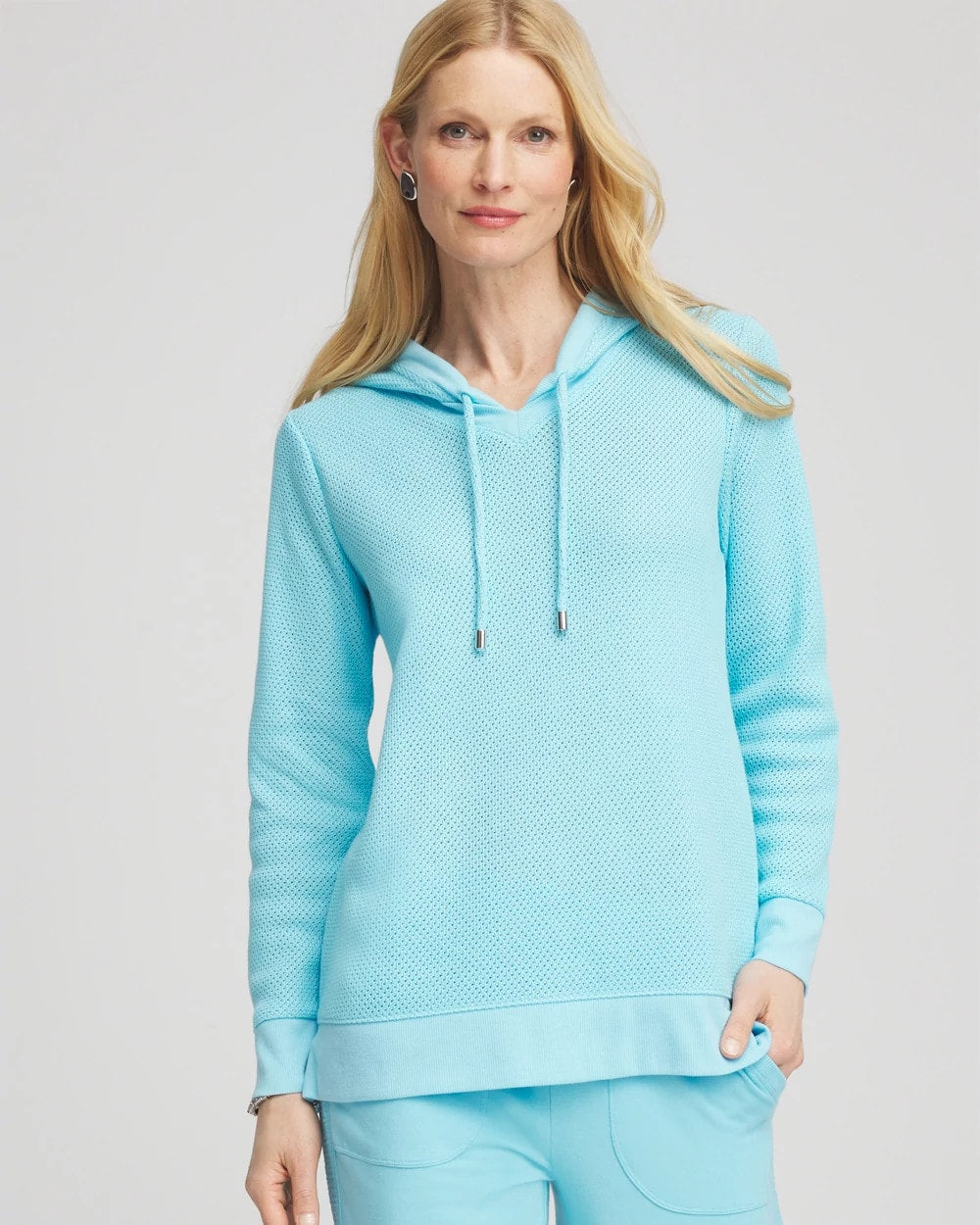 Zenergy® Crochet Knit Hooded Pullover Top