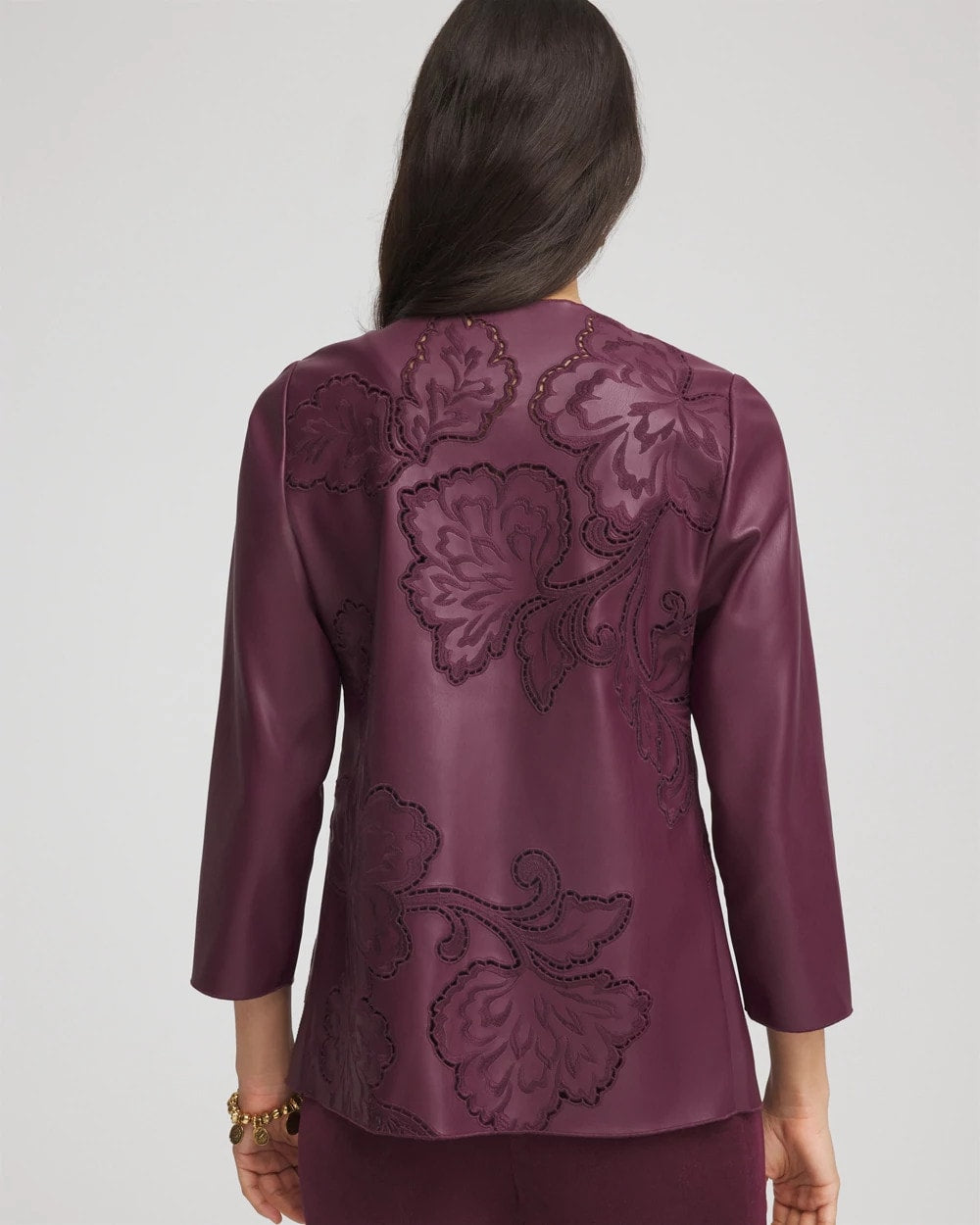 Travelers™ Collection Faux Leather Embroidered Jacket