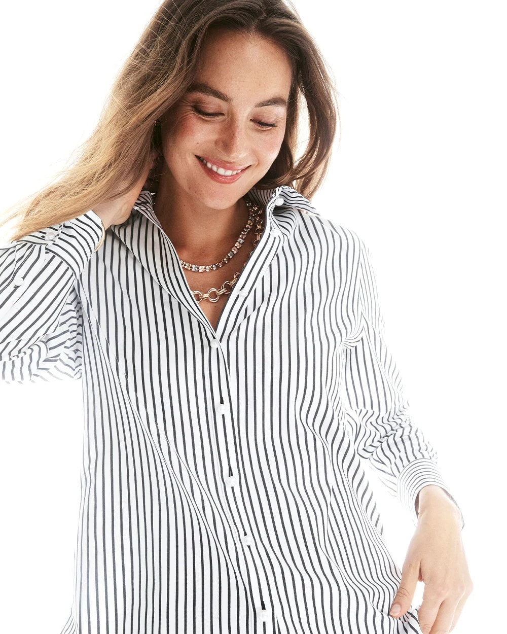 No Iron™ Lurex Striped Shirt