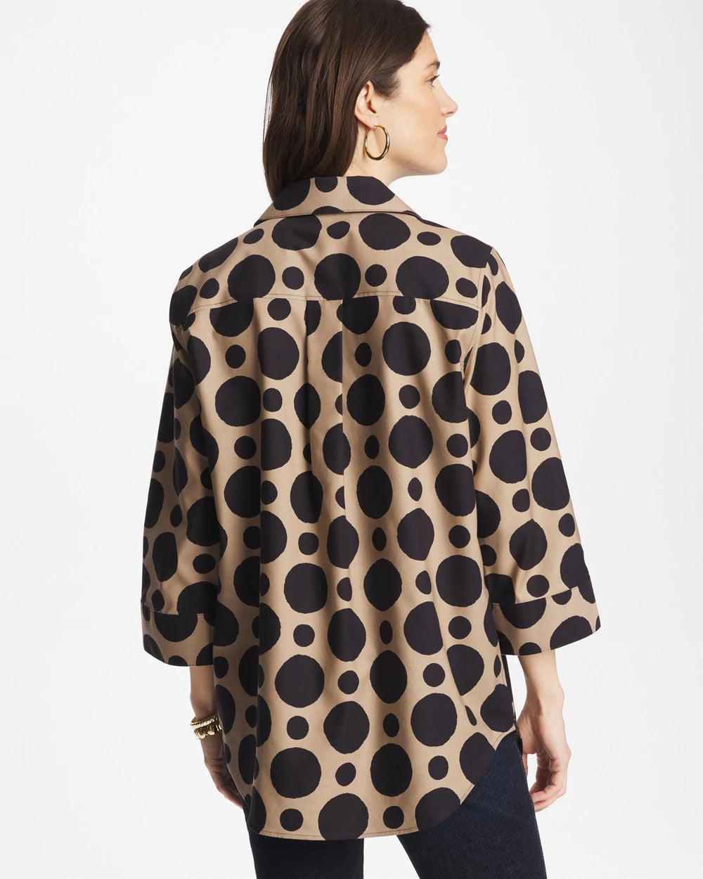 No Iron™ Stretch Global Dots Popover Tunic