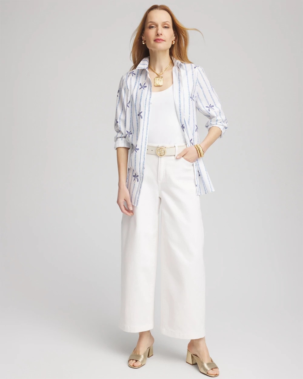 No Iron™ Palm Striped Sateen Shirt