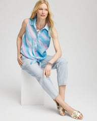 No Iron™ Linen Tie-Front Sleeveless Shirt