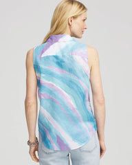 No Iron™ Linen Tie-Front Sleeveless Shirt
