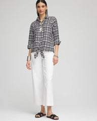No Iron™ Plaid Tie-Front Top