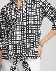 No Iron™ Plaid Tie-Front Top