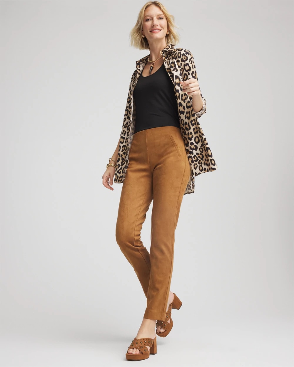 Faux Suede Juliet Slim Ankle Pants