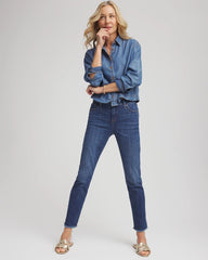 Girlfriend Slim Frayed Ankle Jeans