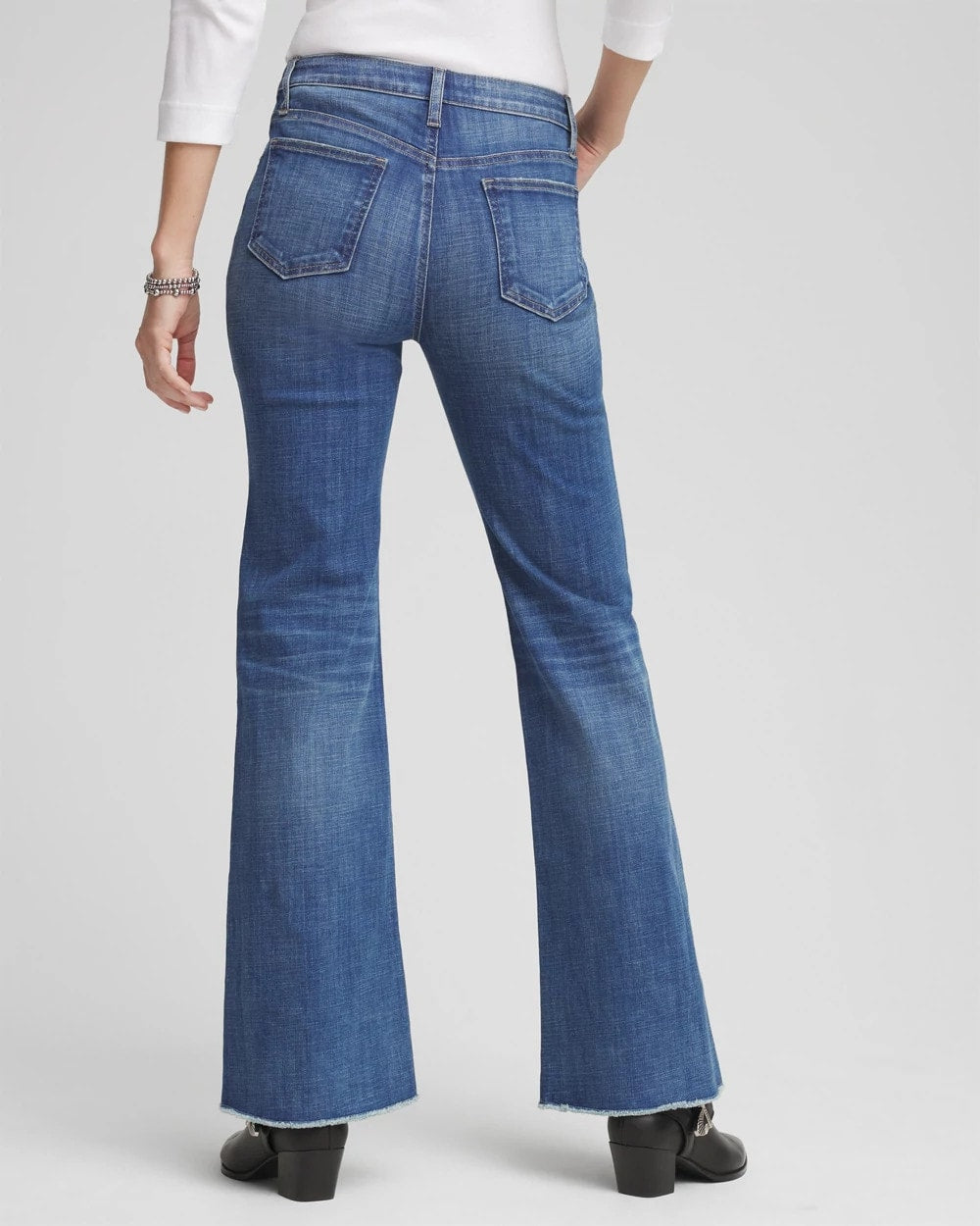 Girlfriend Frayed Flared Jeans