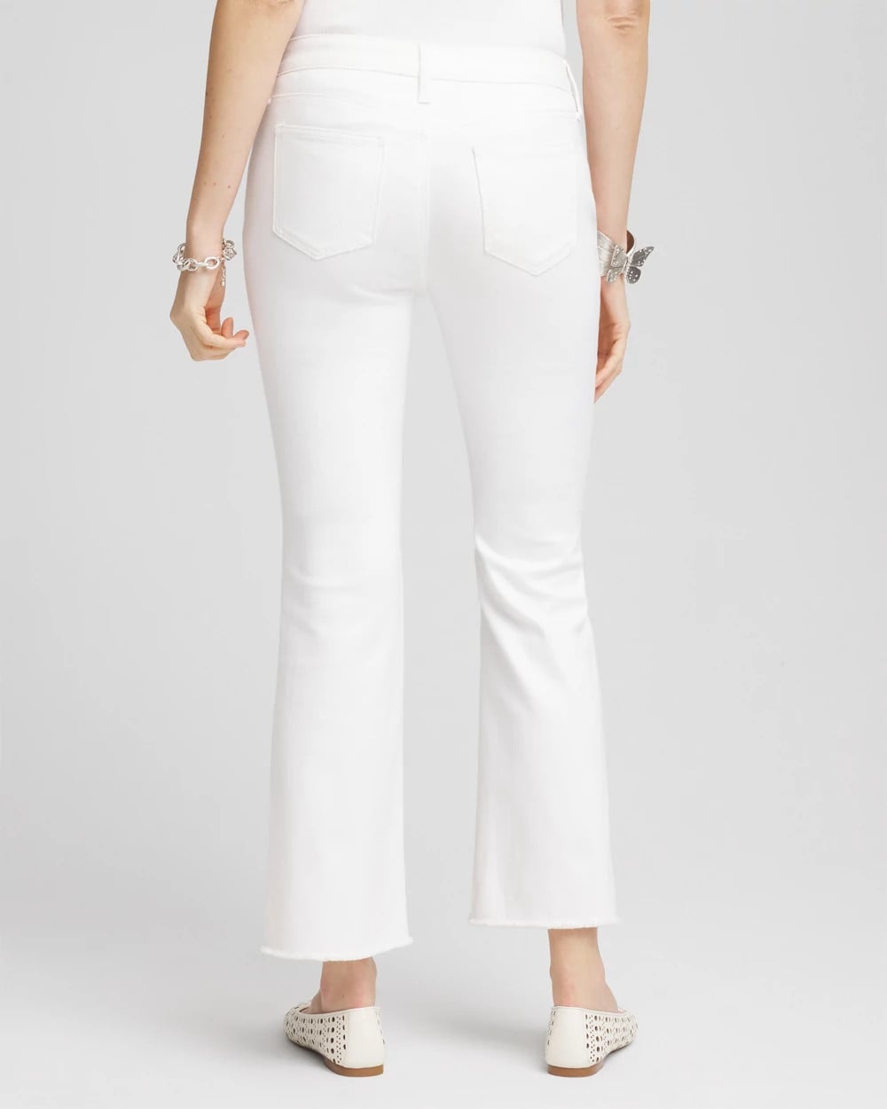 No-Stain Girlfriend Frayed Flared Jeans