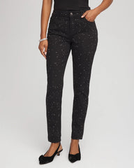 Stone Embellished Girlfriend Slim Ankle Jeans