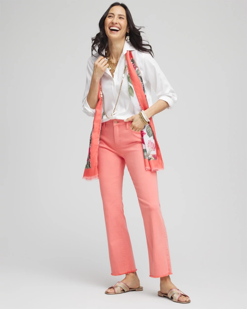 Girlfriend Fray Hem Kick Flare Jeans